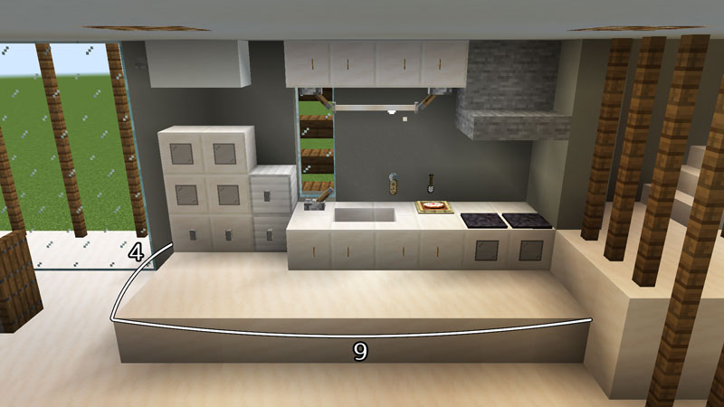 マイクラ建築：木と石で作るおしゃれなモダンハウス。現代建築。簡単10×10 No.57SOUのマイクラログ