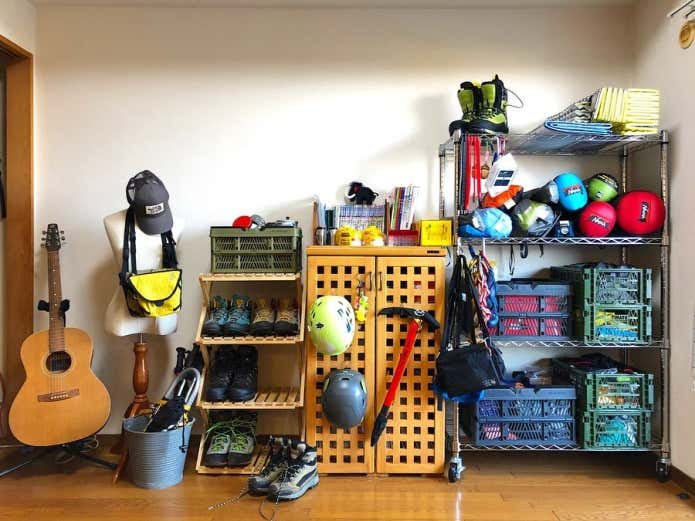 山のコト Vol.35 「無印頑丈収納ボックス」と壁掛け収納で登山道具を整理PLUS9LOG
