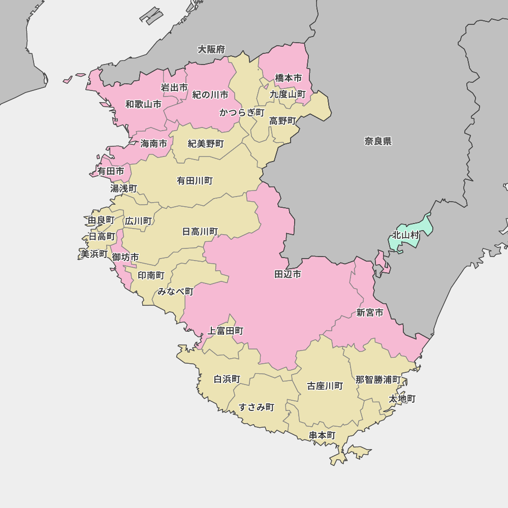 日本地図と和歌山県のイラストイラスト無料・かわいいテンプレート