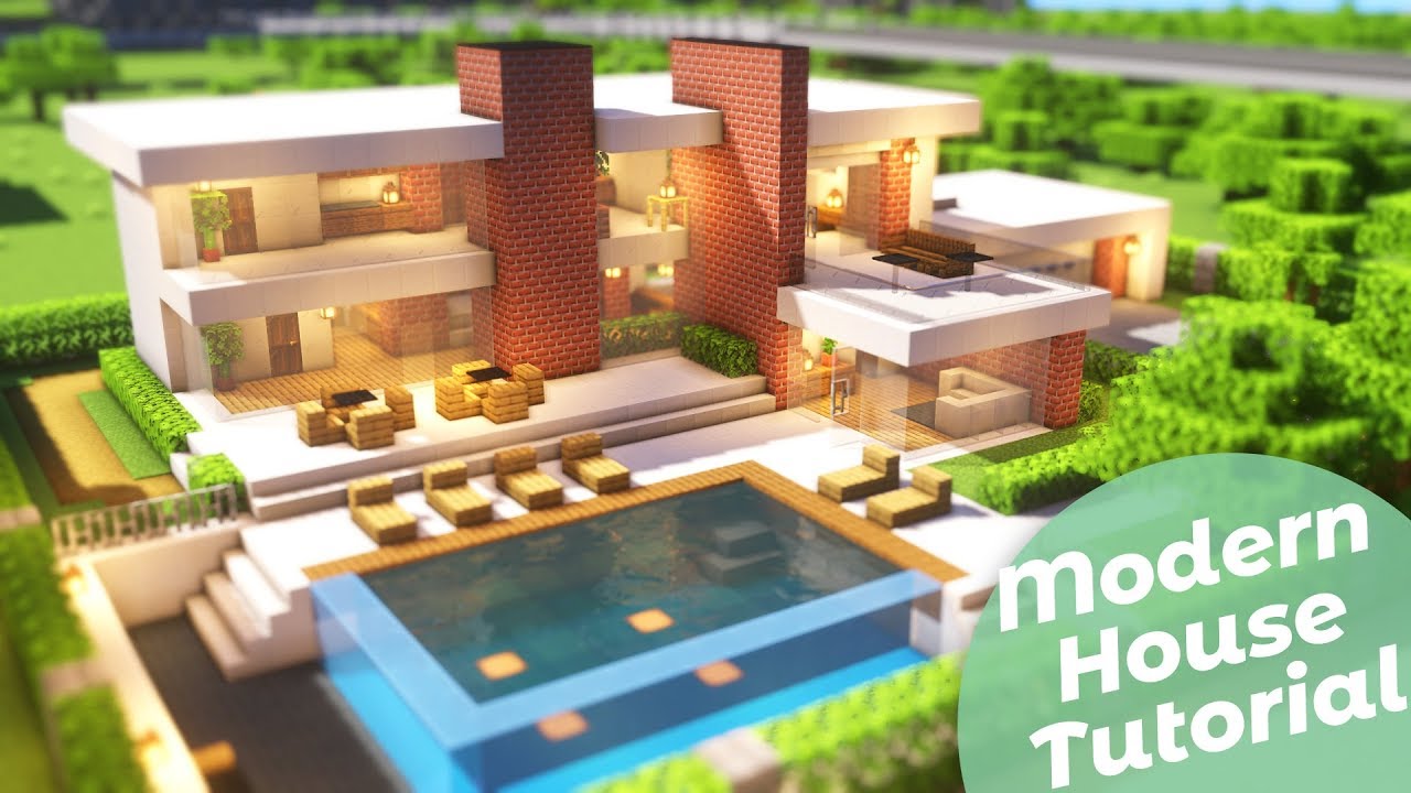マイクラ建築 スタイリッシュな豪邸モダンハウスの作り方
