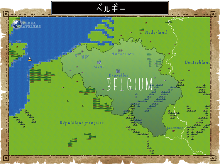 国旗の首都と小さな世界地図を含む非常に詳細なベルギー地図Premiumベクトル素材