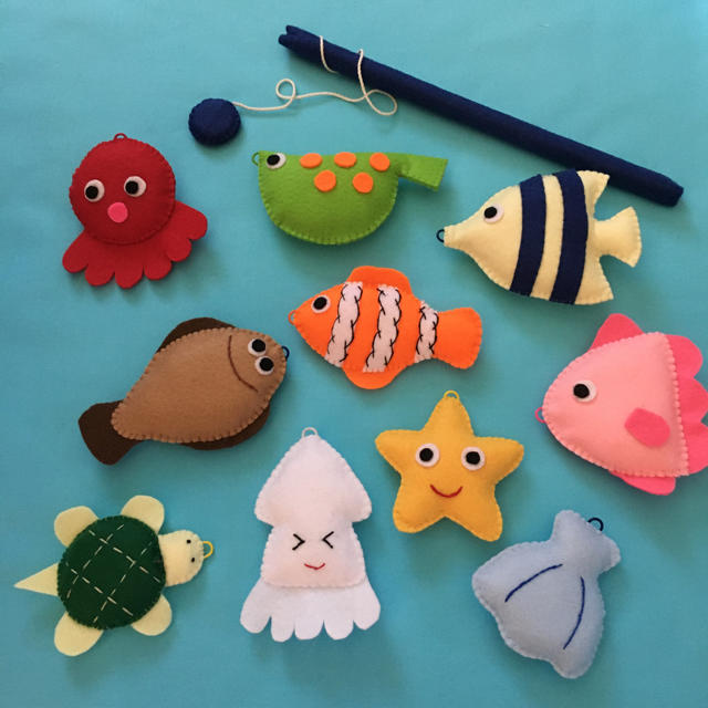 handmade 魚釣り さかなつり 10匹 ハンドメイド フェルト