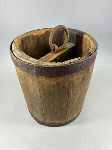 枯れ枯れな鉄枠釣瓶木桶 生活骨董 用の美 アンティーク 見立て花器