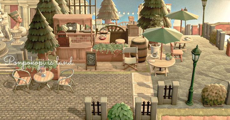 あつ森 案内所横のカフェスペース┊Cafe space next to the information center.島クリエイト