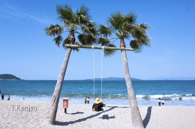 京丹後 夕日ヶ浦 フォトジェニックなブランコ「ゆらり」海と日本PROJECT in 京都