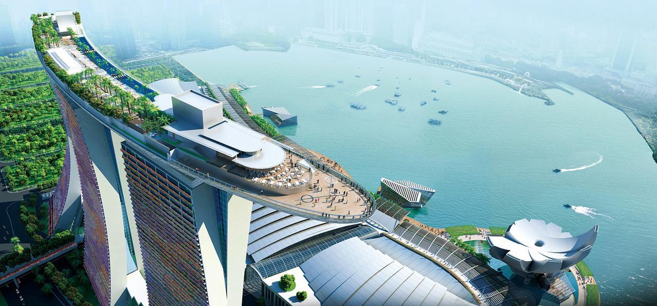 シンガポールでの人気ホテルの代名詞ともいえるMarina Bay Sands マリーナベイサンズ 。ビルの上に乗った船の光景は印象に残りますね。その船にある「プール」は宿泊客だけが利用可能なんです。このプールから見る摩天楼の夜景もすばらしいそうです。http:hcombined