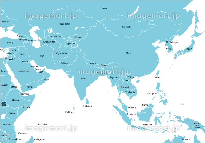 アジアの白地図イラスト素材イラスト無料・かわいいテンプレート