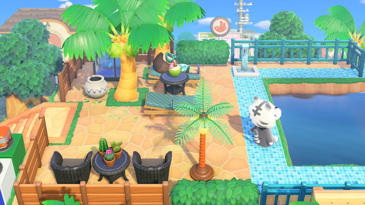 あつ森 野外プール付きの南国の別荘コーディネートが素敵！ - あつ森まとめ速報
