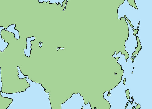 東アジア大陸の強い鮮やかな色パレットの国 主要都市と海 の名前のベクトル地図 ストックベクター ©pingebat 211249908