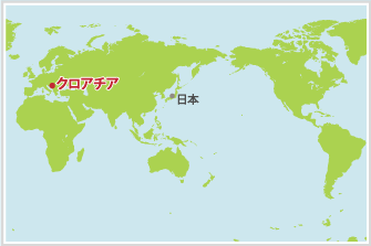 クロアチア - 国旗世界地図フリーイラスト素材