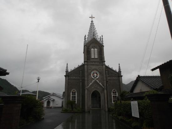 熊本県天草 風景画 絵画 世界遺産登録 水彩画 石井清「崎津天主堂」 額付き