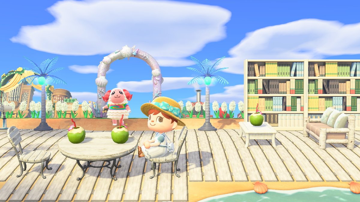 ポップな海のカフェ看板 作者: ましろマイデザイン カタログ -あつ森 あつまれ どうぶつの森