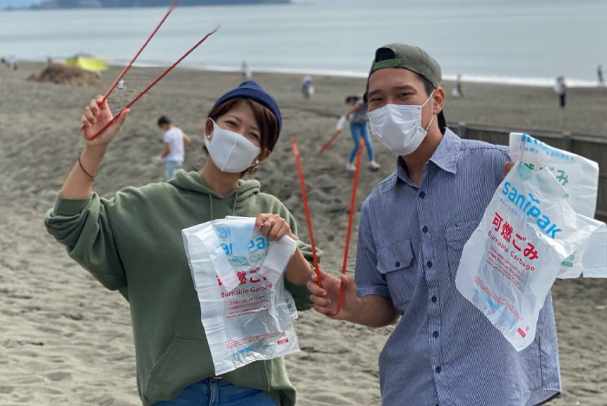 藤沢・日本一楽しいビーチクリーン『海さくら ゴミ拾い』に家族で参加しよう！mamamoana ママモアナ 湘南