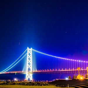 ライトアップと夜景・明石海峡大橋のイルミネーション 壁紙写真集-無料写真素材