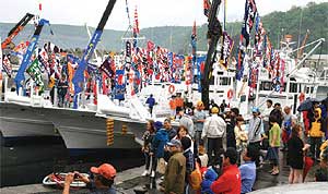 銀鱗の舞 ウトロ漁港にぎわう 斜里「鮭ウイーク」10日まで：北海道新聞デジタル