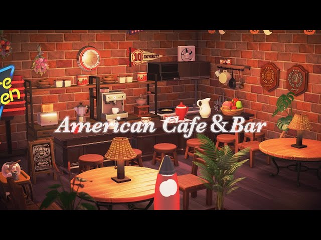 あつ森 案内所横のレトロな駅浜辺のカフェ＆バー 5 島クリ