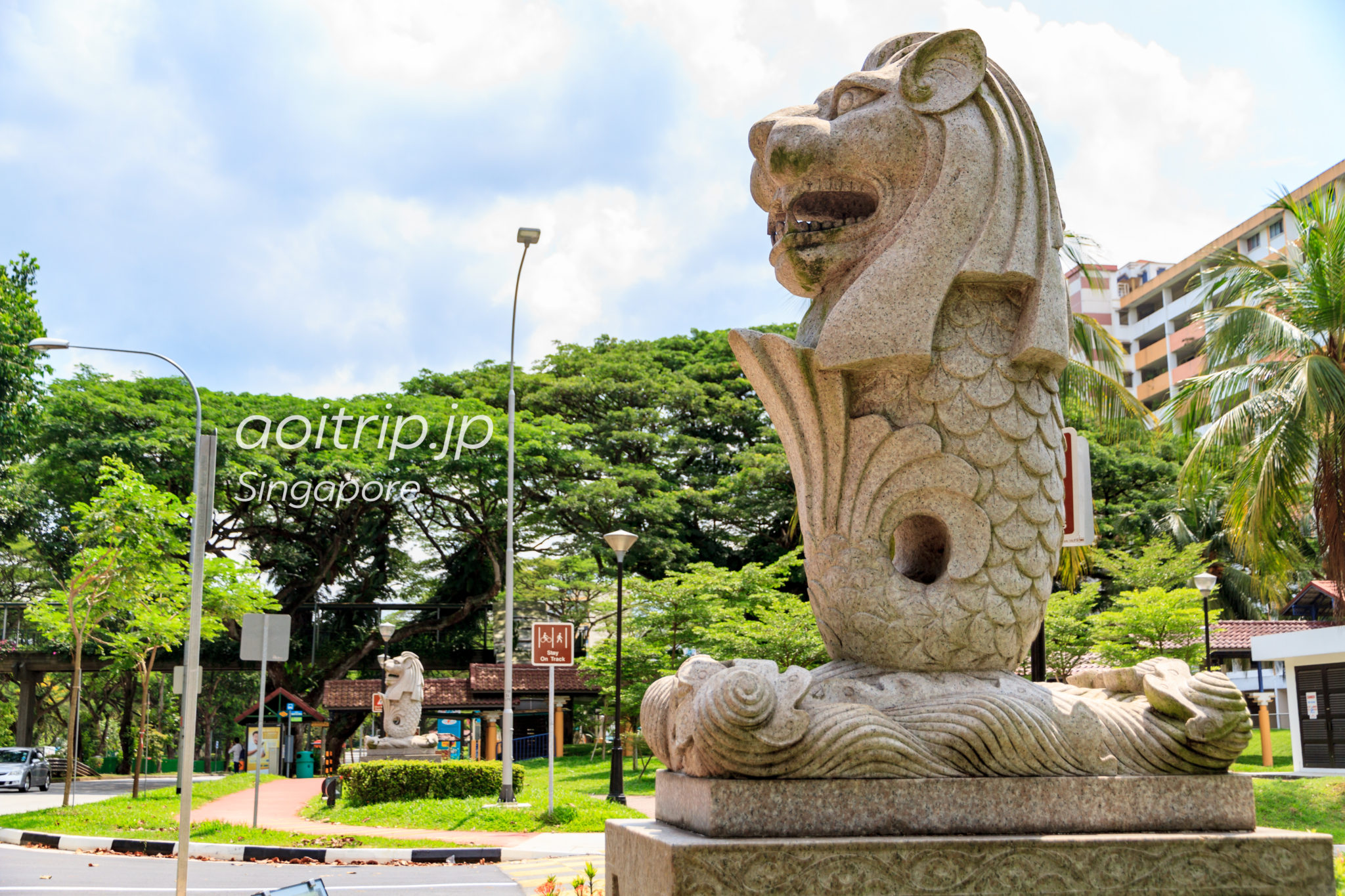 シンガポール マーライオンが見守る