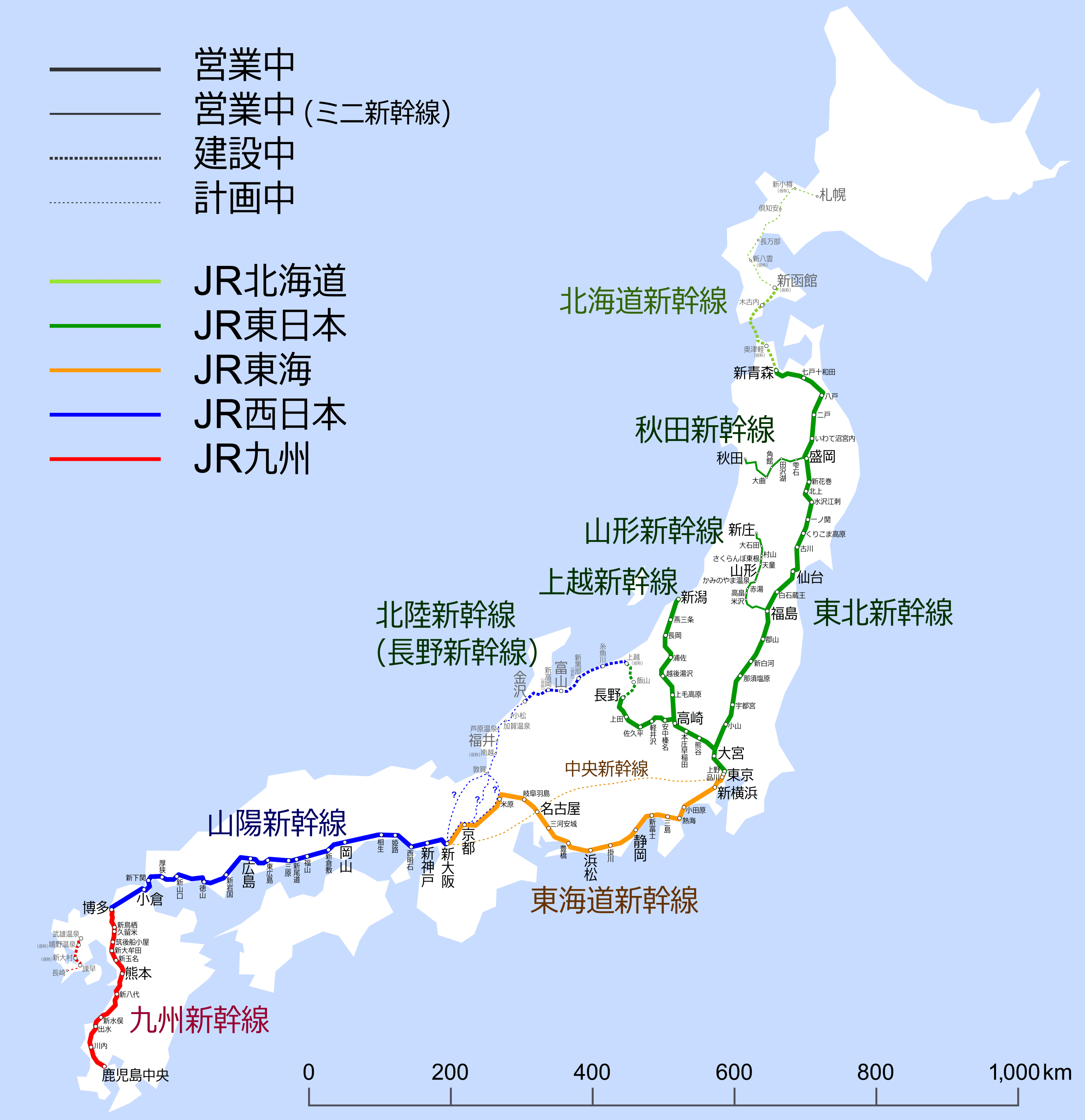 西日本と瀬戸内海 地図Western Japan and the Inland Sea.
