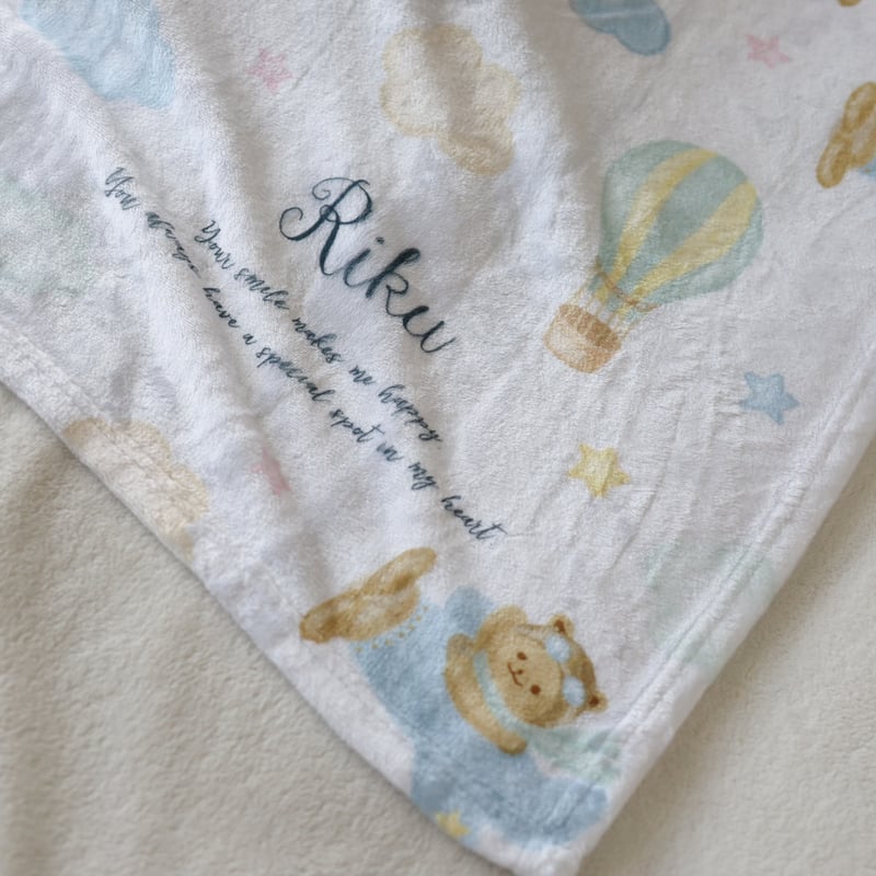 お名前入り パイロットくまさんブランケット 出産祝い お名前入りひこうき 気球 飛行機 く
