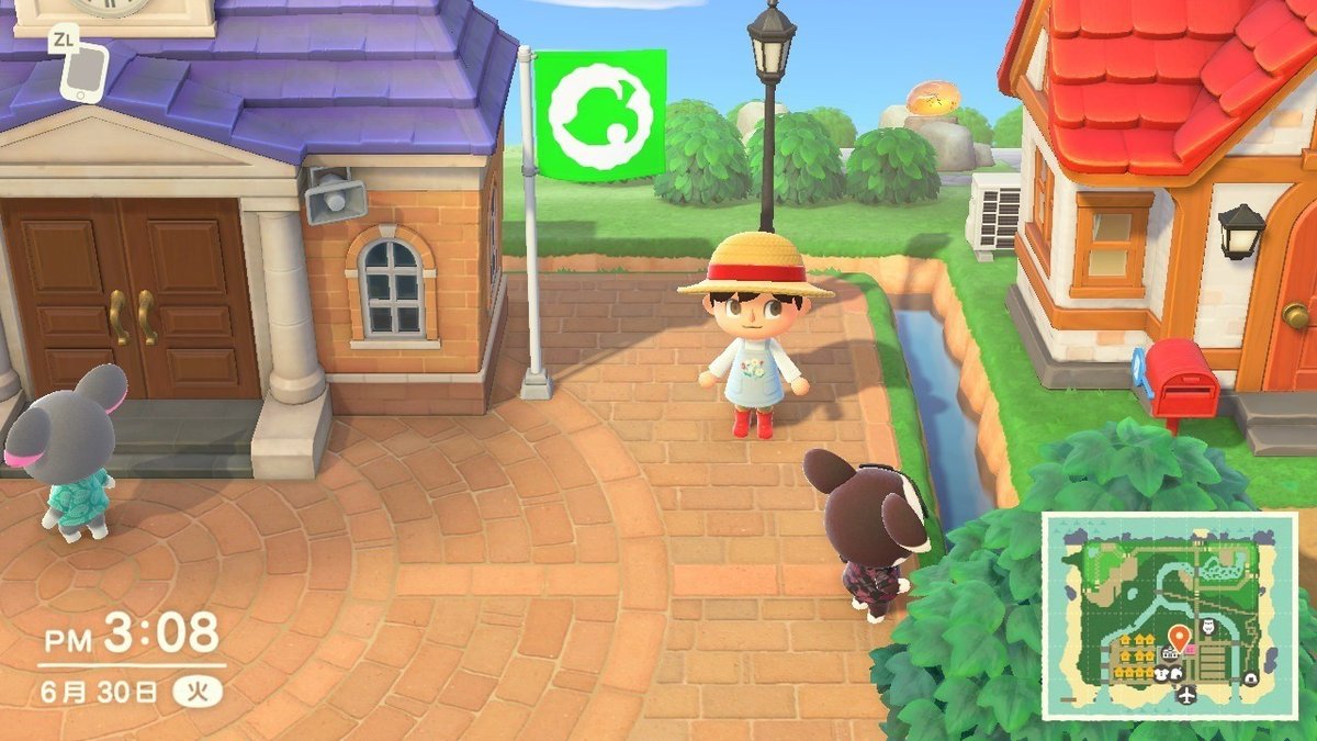 あつ森 案内所裏の休憩所と花畑：長閑な町づくり＃10 ACNH Rest area and flower garden behindResident service