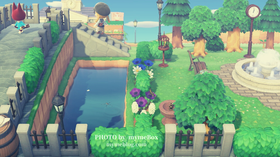 あつ森 花と草木に囲まれたおしゃれな噴水広場を作ったよ - マイミーボックス myme box