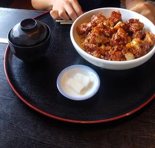 うどんは別腹（でぶ吉）:田子作 鶏唐揚げ丼 丸亀青果市場内