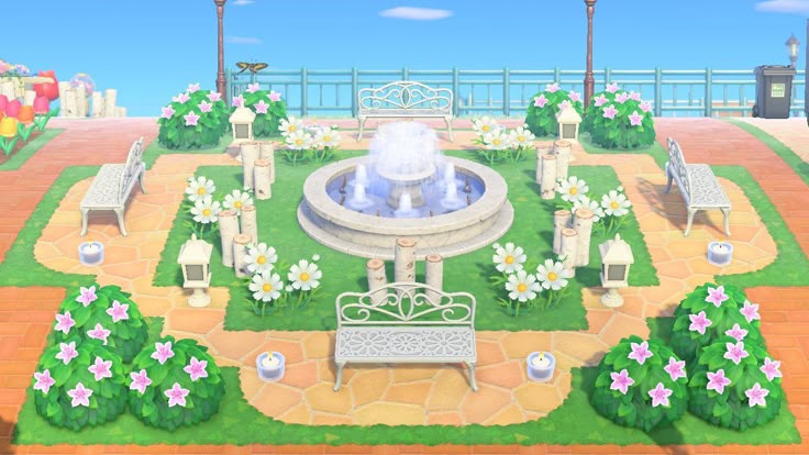 マイデザイン無しの島づくり 𓏸案内所前の噴水広場𓏸 𓐍 島クリの様子はyoutubeに 投稿しています🌻あつ森あつもり写真部acnhanimalcrossing島クリエイター島クリエイトyoutube