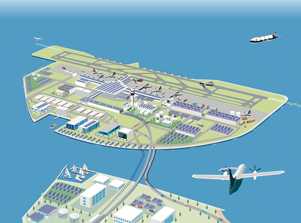 空港 デフォルメ：イラスト無料