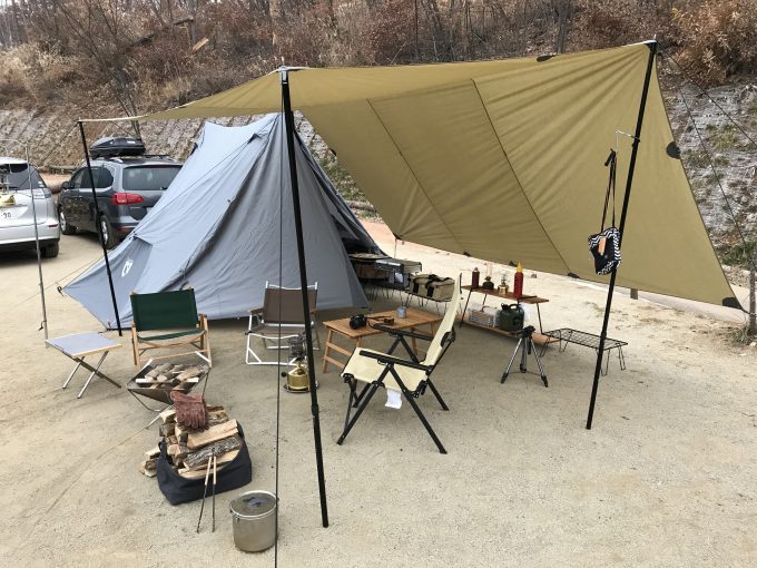 ＤDタープの張り方 DDタープＸLを使ったティピーテント風張り DDタープ４.5ｘ3CAM P RISM