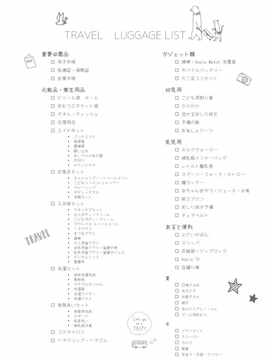 赤ちゃん＆幼児の現役ママが勧める！ 海外旅行の持ち物リスト親子で海外移住ログ
