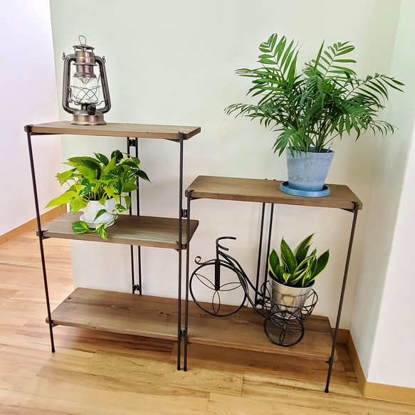 楽天市場 アイアンラック 2段 見せる収納 天然木 パイン材 鉄脚 組み立て簡単 キャンプ 棚 ディスプレイラック ナチュラル ダークブラウン :サウスオレンジ