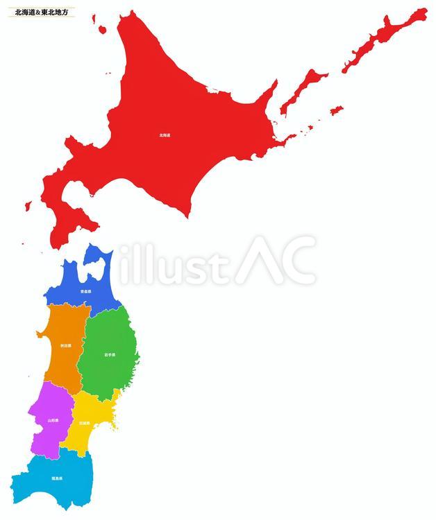 北海道と東北地方周辺のスタイリッシュな地図のイラスト素材248492739- イメージマート