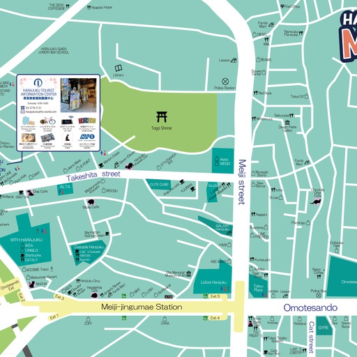 竹下通りマップ東京原宿竹下通り観光ガイドマップ TOH TOUR OF HARAJUKUおすすめスポット情報