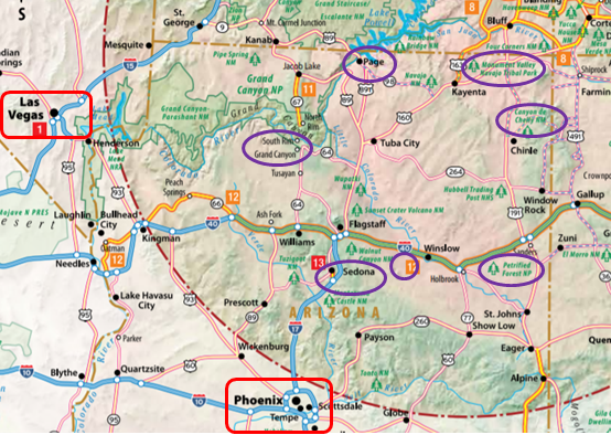 グランドサークル マップ – shirahakase.com – グランドサークルと皆既日食，絶景好きの備忘録