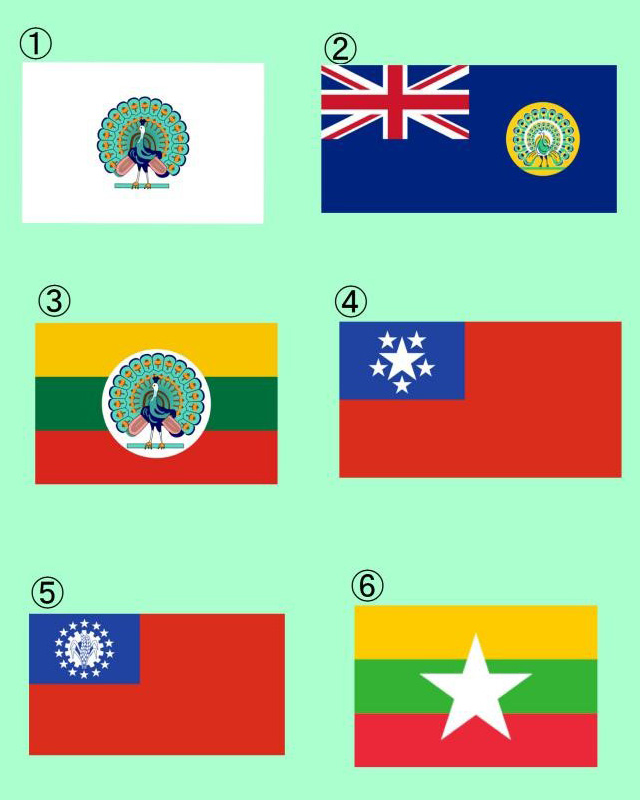 ビルマ手を振る旗。ミャンマーの国旗としての象徴的なデザイン要素Premiumベクトル素材