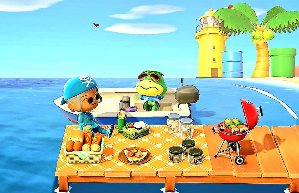 あつ森 浜辺のクリエイトうちの島の桟橋は短いです😪 カーニバル家具はビーチに合う気がするの私だけかな〜？😇 砂浜整備難しい〜😂いつも皆様の素敵なマイデザインお借りしています🙏🏻✨あつ森あつ森レイアウトあつ森写真部あつ森初心者あつ森好きな人と