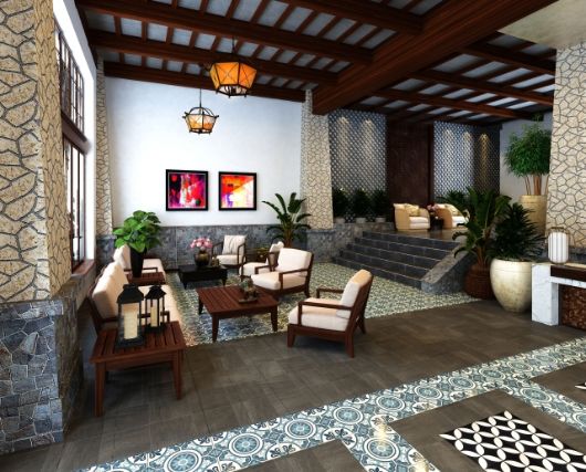 自宅にいながらバリのホテルを感じるエントランス│お客様のアジアンお部屋投稿│アジアン家具・バリ家具 輸入販売 asian interiorLoop ループ