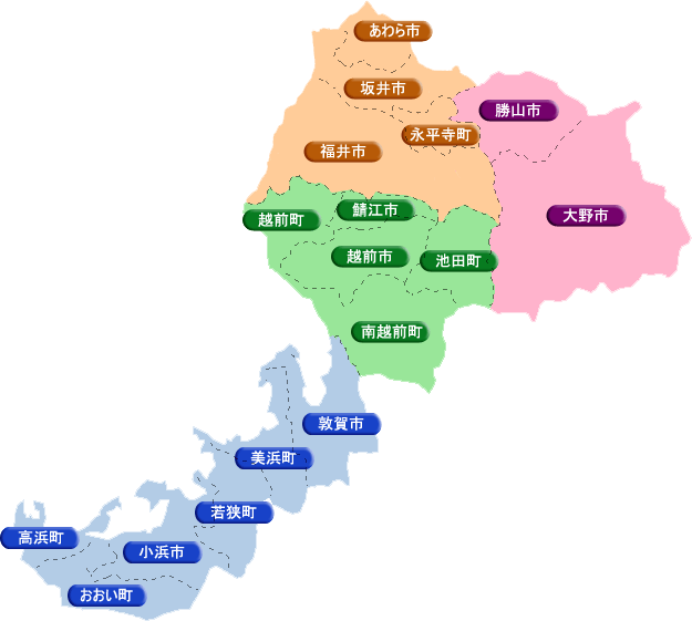 福井県の市町村合併考察・市町村合併地図・データ