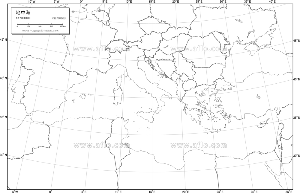 地中海白地図ベクター地図素材のダウンロード販売アフロモール